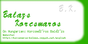 balazs korcsmaros business card